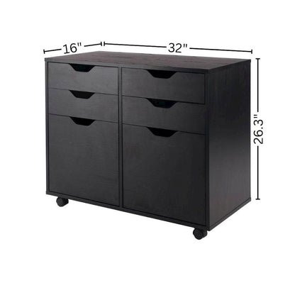 Home Office Cabinet with Drawers, Rolling File Cabinet for Home Office, Black