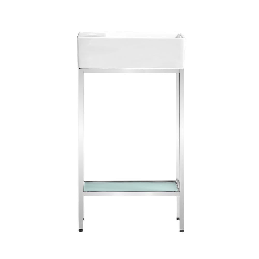 Single, Freestanding, Open Shelf, Chrome Metal Frame Bathroom Vanity