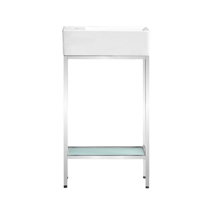 Single, Freestanding, Open Shelf, Chrome Metal Frame Bathroom Vanity