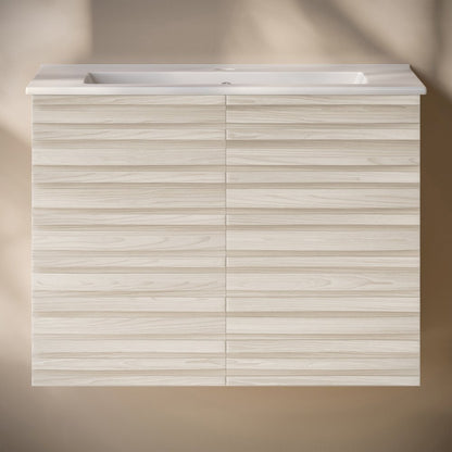 Cascade 30" Wall-Mounted Bathroom Vanity in White Oak with Sink Top