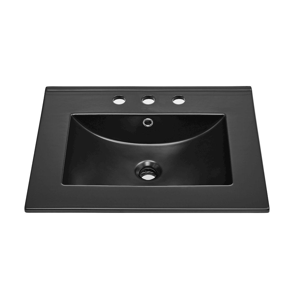 24" Ceramic Vanity Top with 8" Widespread Faucet Holes in Matte Black