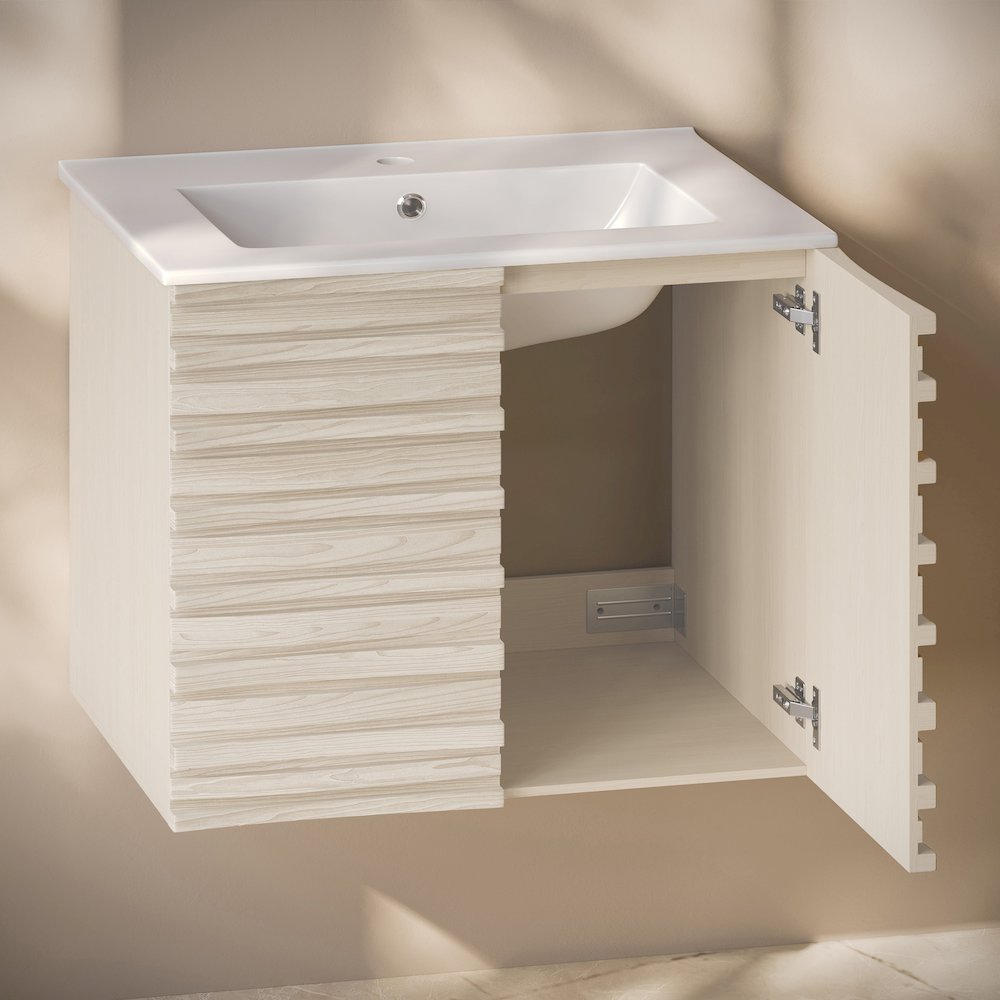 Cascade 30" Wall-Mounted Bathroom Vanity in White Oak with Sink Top