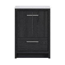 24" Freestanding Bathroom Vanity in Black Oak with 3-Hole Widespread Sink Top