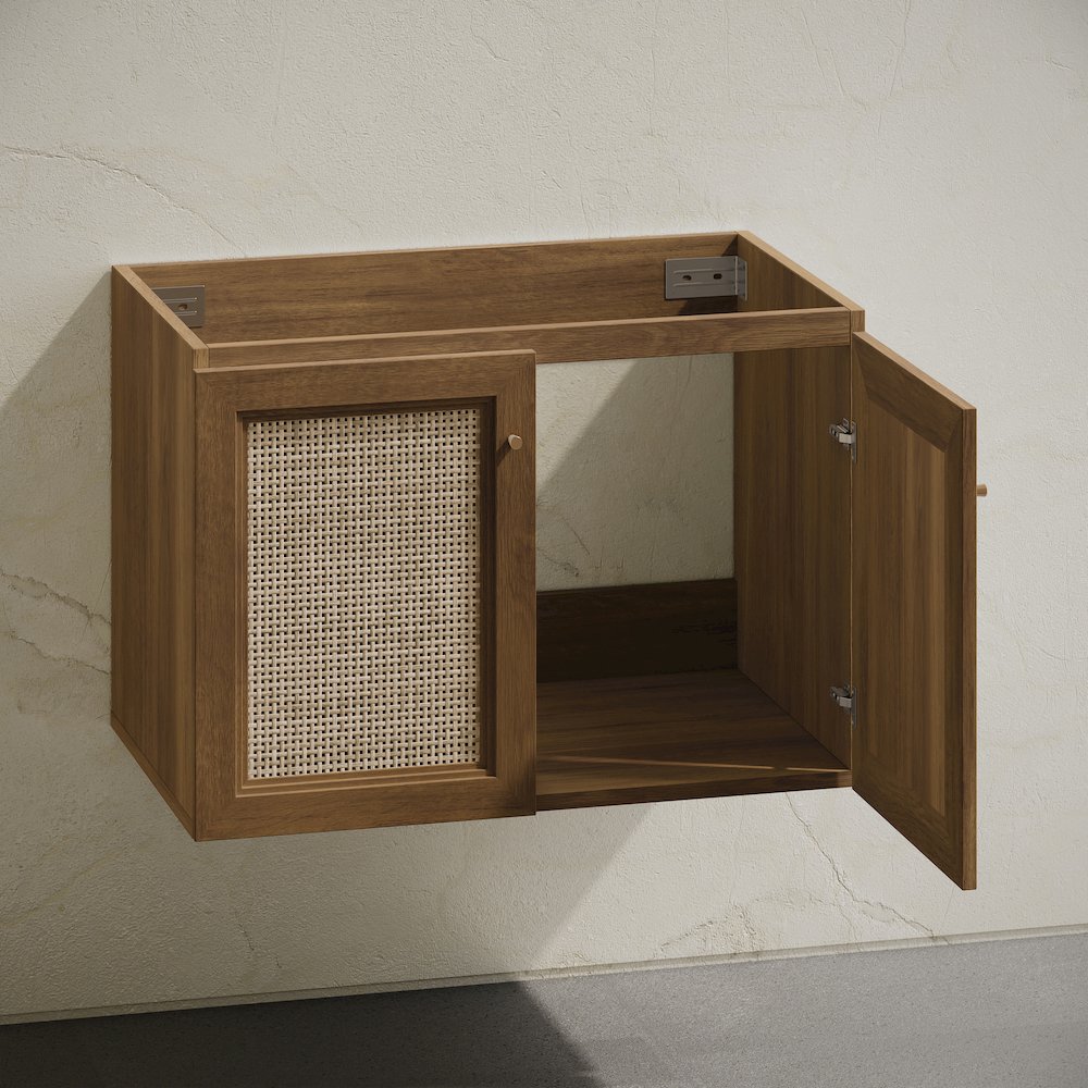 Classe 30" Wall-Mounted Bathroom Vanity in Brown Oak without Sink Top