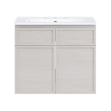 24" Wall-Mounted Bathroom Vanity in White Oak with 3-Hole Widespread Sink Top