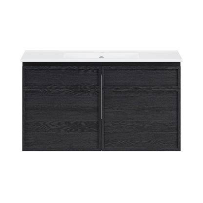 St. Tropez 36" Wall-Mounted Bathroom Vanity in Black Oak with Sink Top