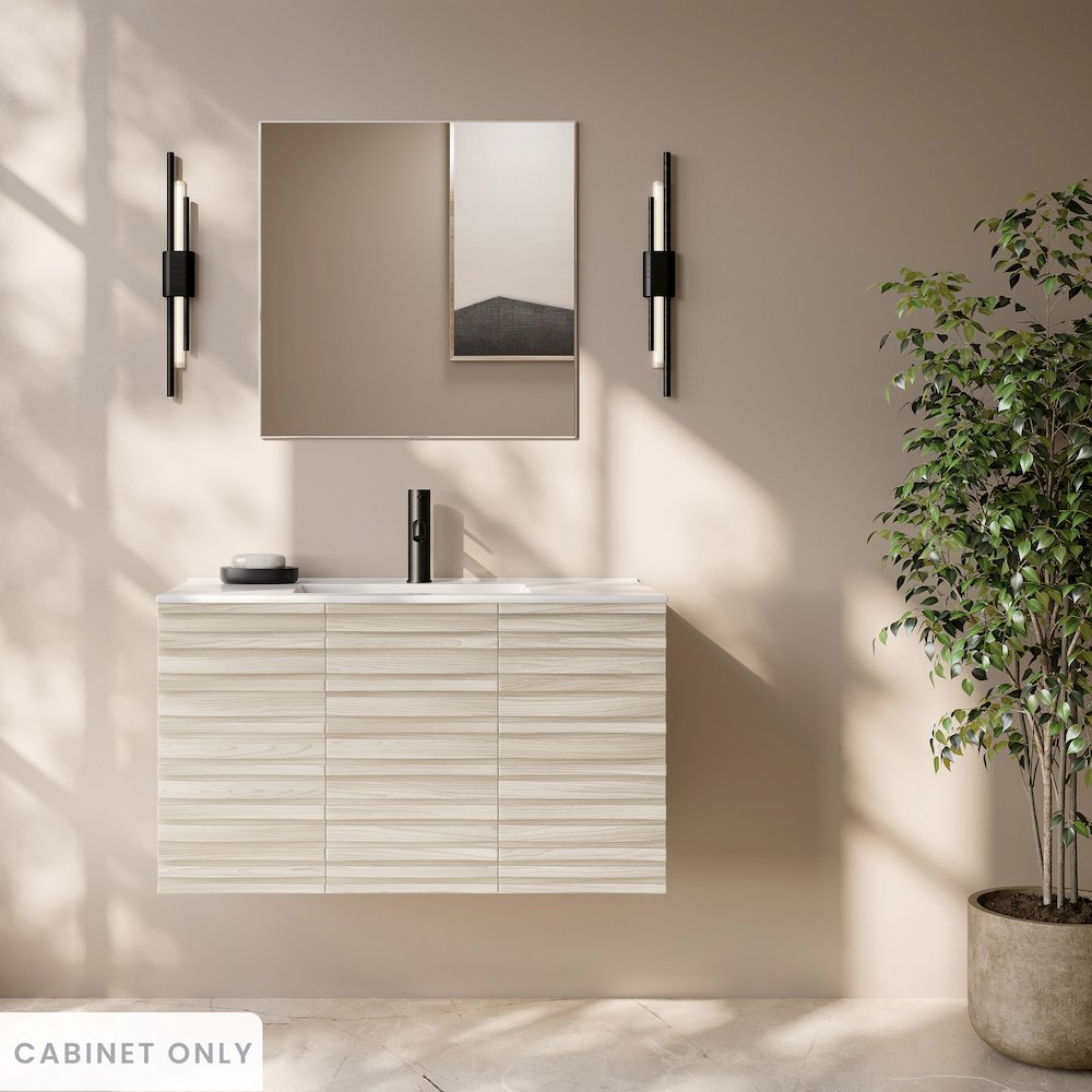 Cascade 36" Wall-Mounted Bathroom Vanity Cabinet without Top in White Oak