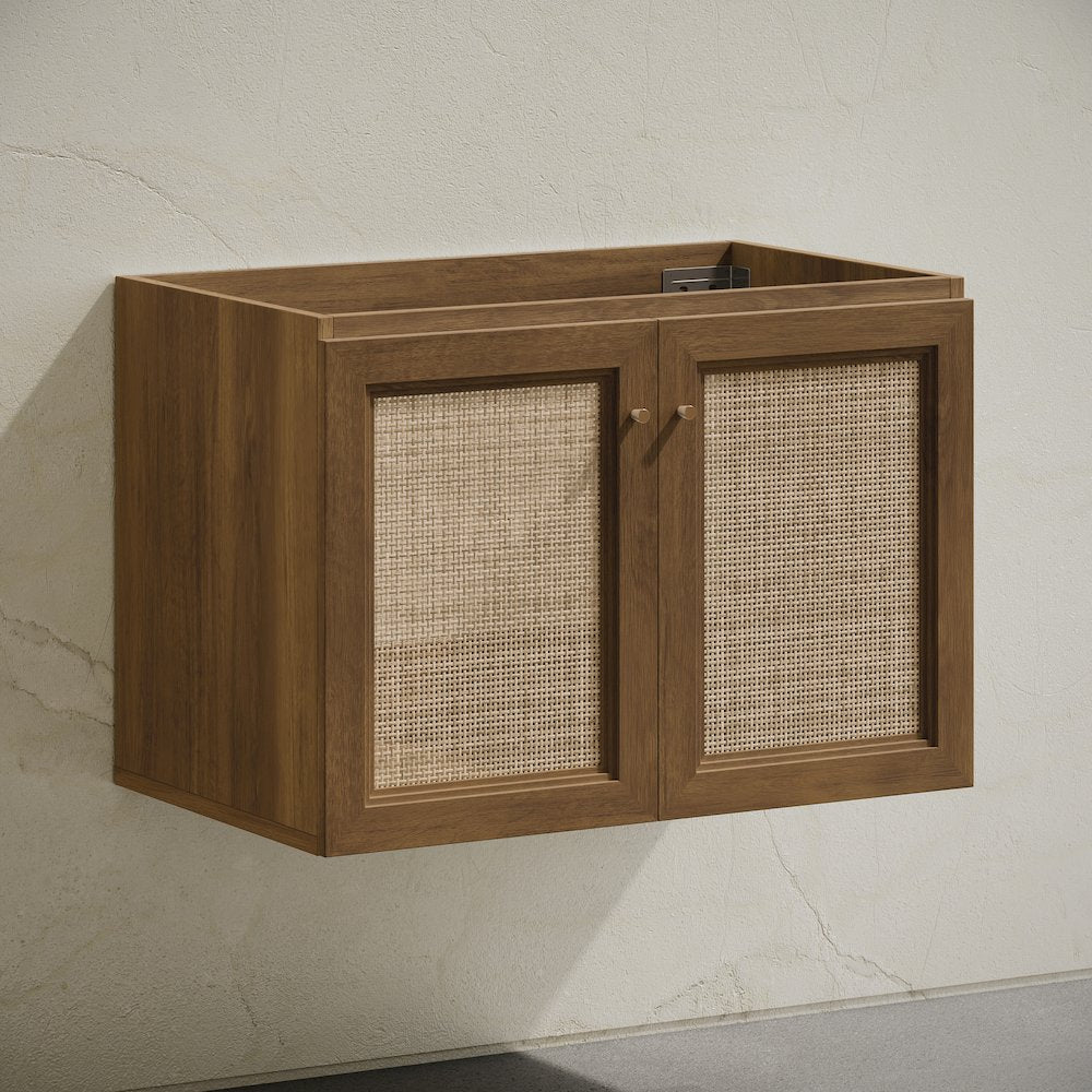 Classe 30" Wall-Mounted Bathroom Vanity in Brown Oak without Sink Top