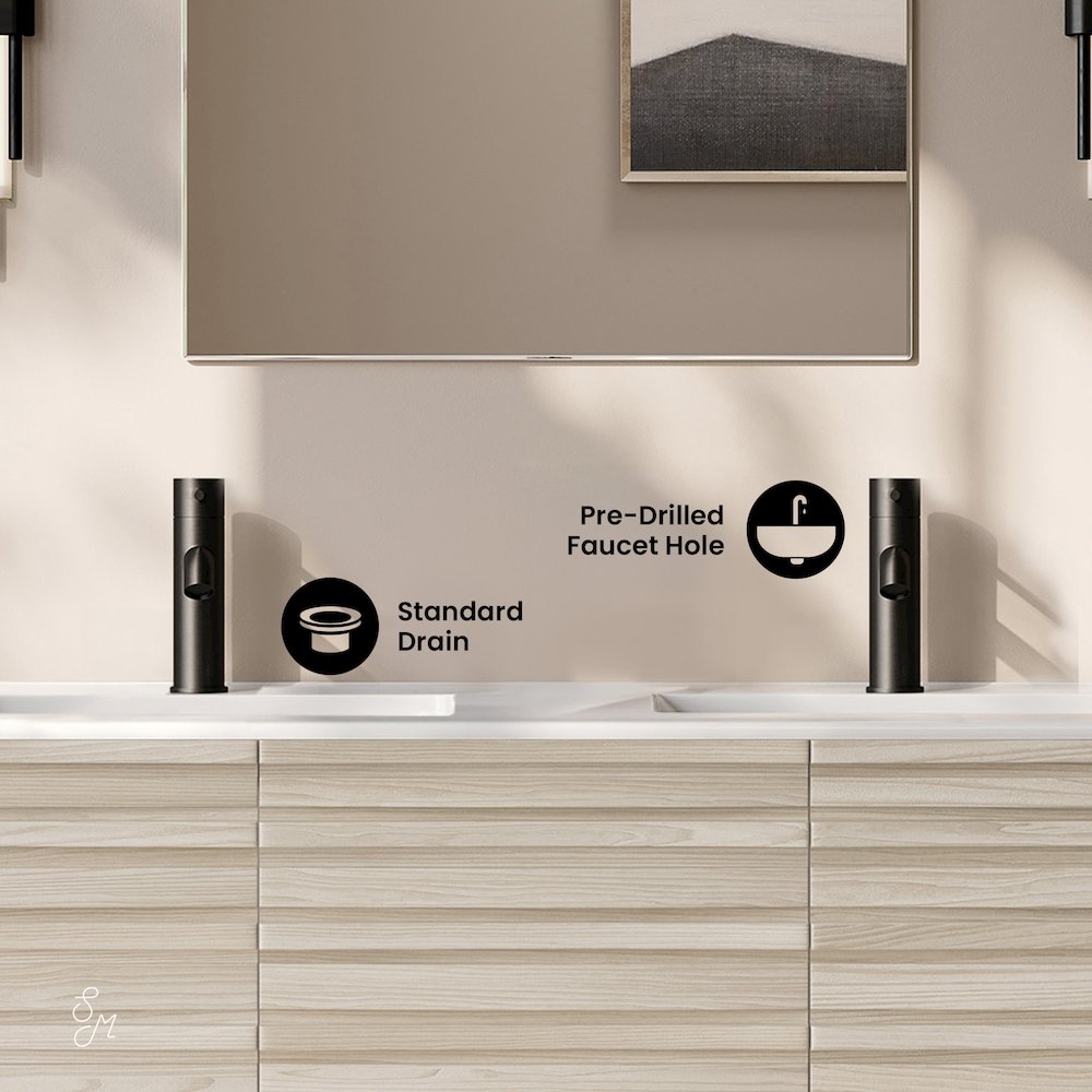 Cascade 48" Wall-Mounted Bathroom Vanity in White Oak with Double Basin Sink Top