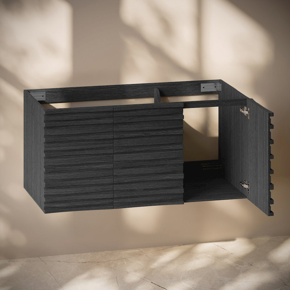 Cascade 48" Wall-Mounted Bathroom Vanity Cabinet without Top in Black Oak