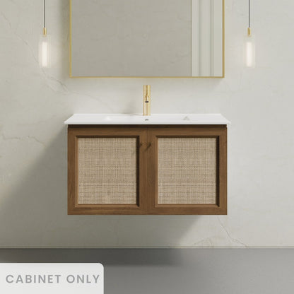 Classe 36" Wall-Mounted Bathroom Vanity in Brown Oak without Sink Top