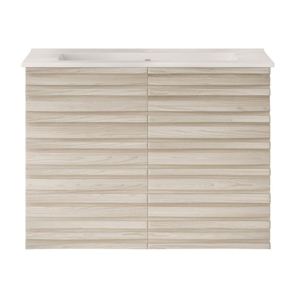 Cascade 30" Wall-Mounted Bathroom Vanity in White Oak with Sink Top