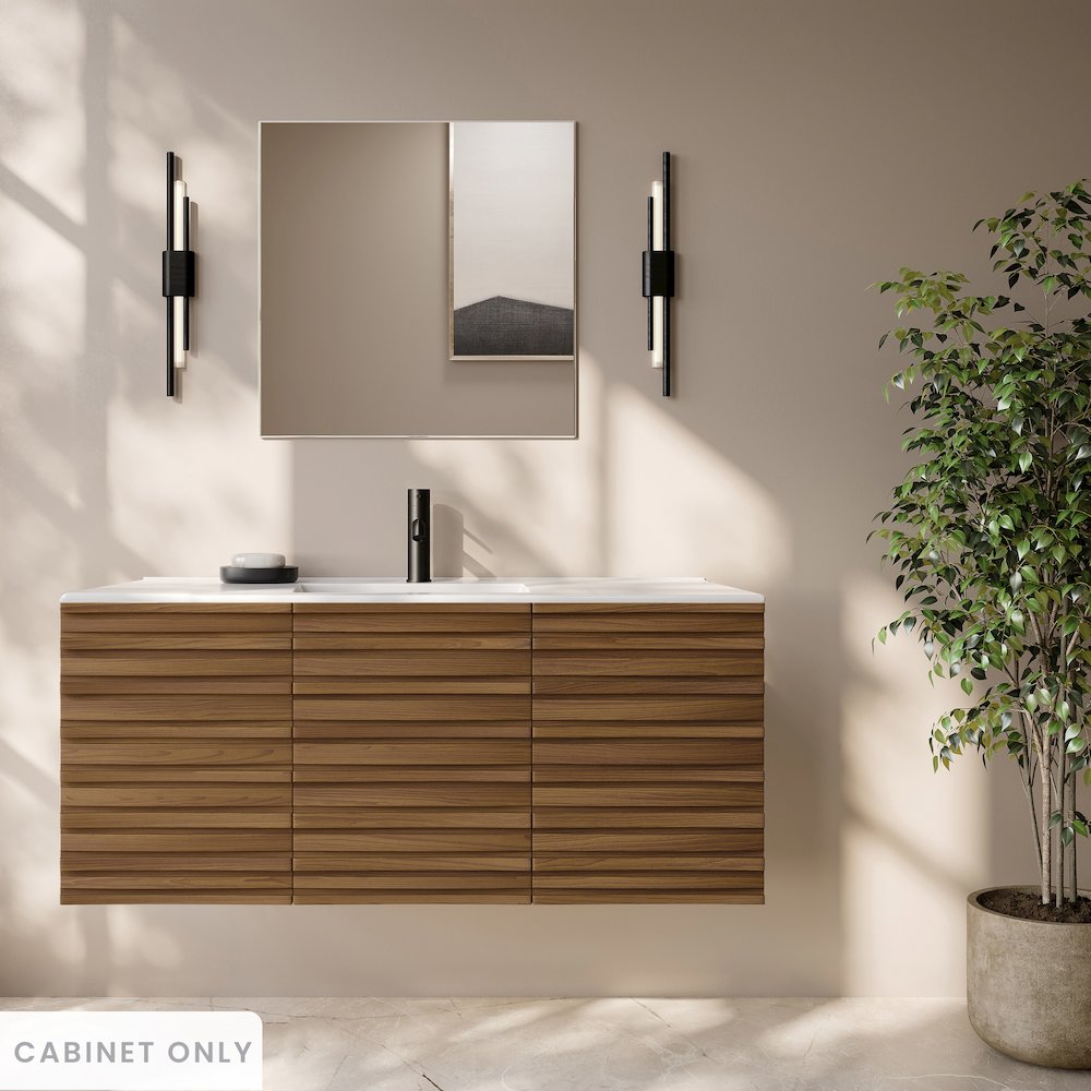 Cascade 48" Wall-Mounted Bathroom Vanity Cabinet without Top in Brown Oak