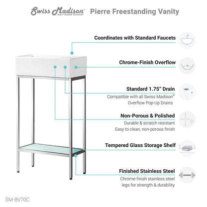 Single, Freestanding, Open Shelf, Chrome Metal Frame Bathroom Vanity
