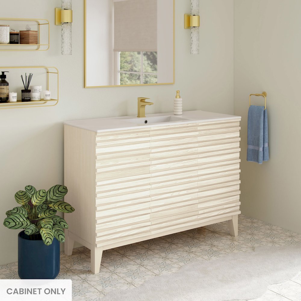 Cascade 48" Freestanding Bathroom Vanity Cabinet without Top in White Oak