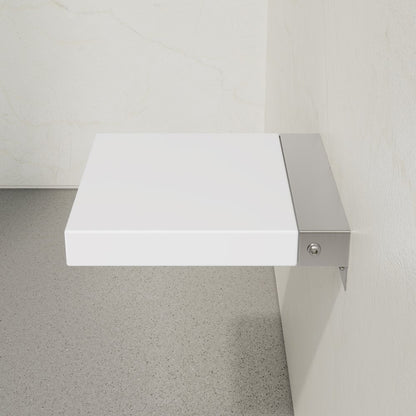 14" x 13" Folding Wall-Mounted Shower Seat in Glossy White, PU Leather Padded