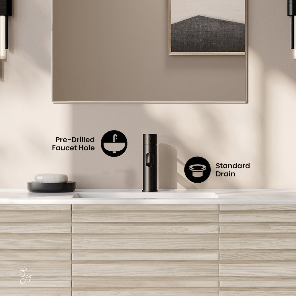 Cascade 48" Wall-Mounted Bathroom Vanity in White Oak with Sink Top