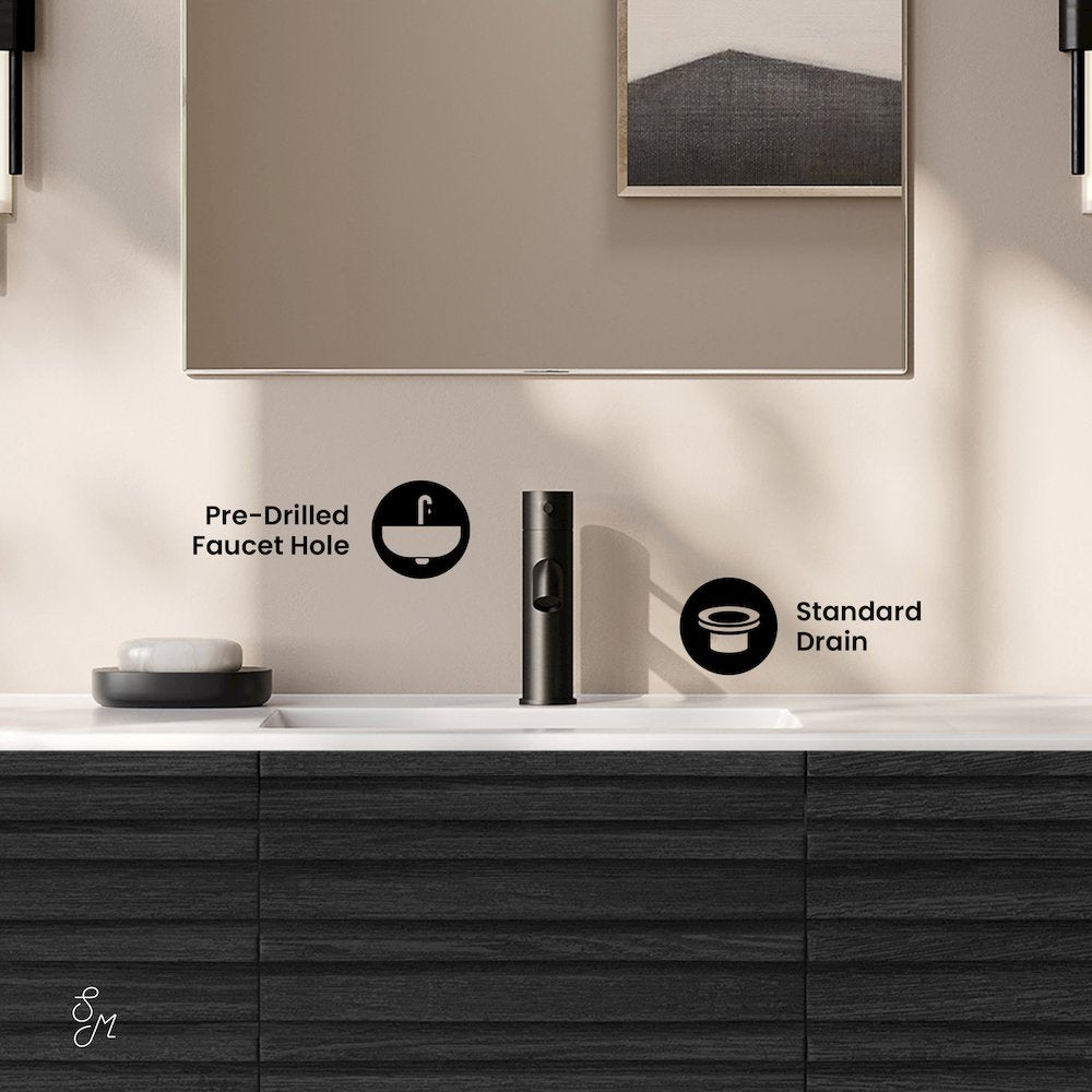 Cascade 48" Wall-Mounted Bathroom Vanity in Black Oak with Sink Top