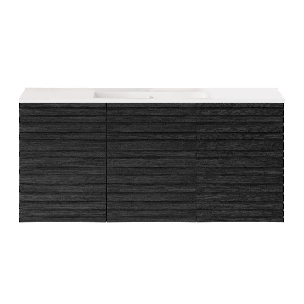 Cascade 48" Wall-Mounted Bathroom Vanity in Black Oak with Sink Top