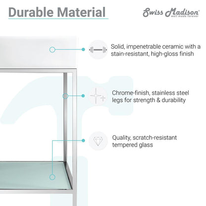Single, Freestanding, Open Shelf, Chrome Metal Frame Bathroom Vanity