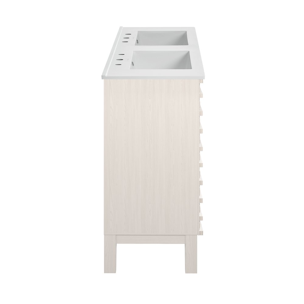 48"  Bathroom Vanity in White Oak with Widespread Double Basin Sink Top