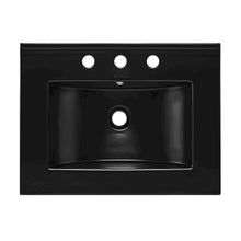 24" 3-Hole Widespread Vanity Sink Top in Glossy Black