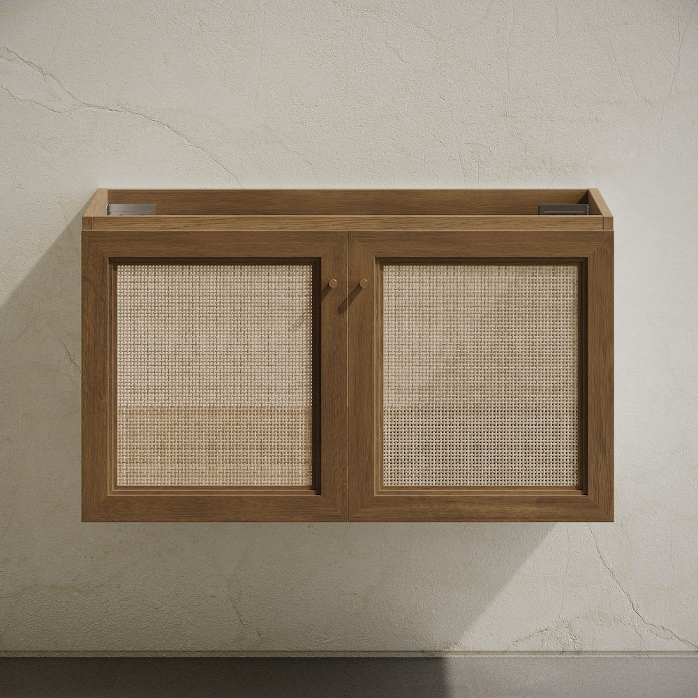Classe 36" Wall-Mounted Bathroom Vanity in Brown Oak without Sink Top