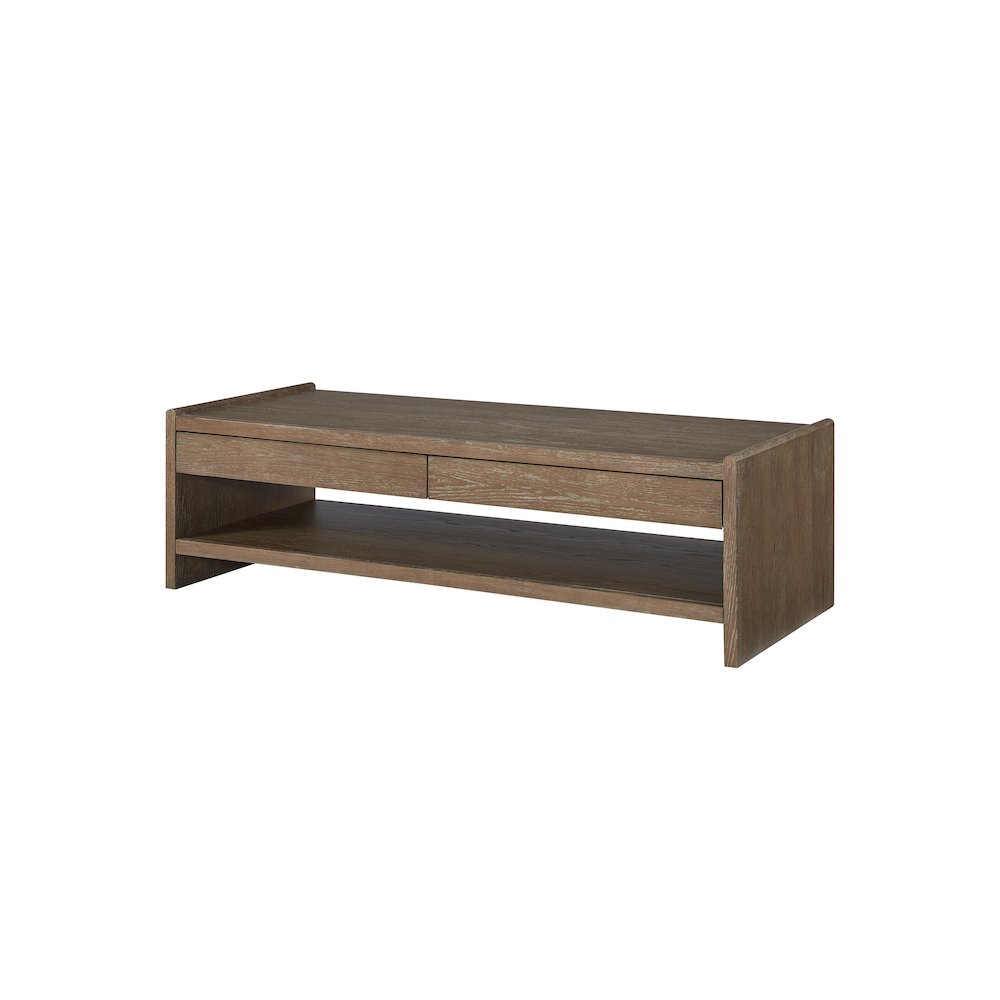 Transitional Elements Wood Top 2-Drawer Cocktail Table