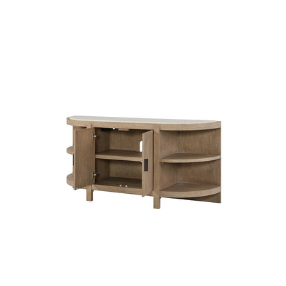 Elements Curved 2-Door Console Table Marble Top - Toffee