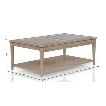 Wilmington Frosted Glass Top Cocktail Table W/ Casters