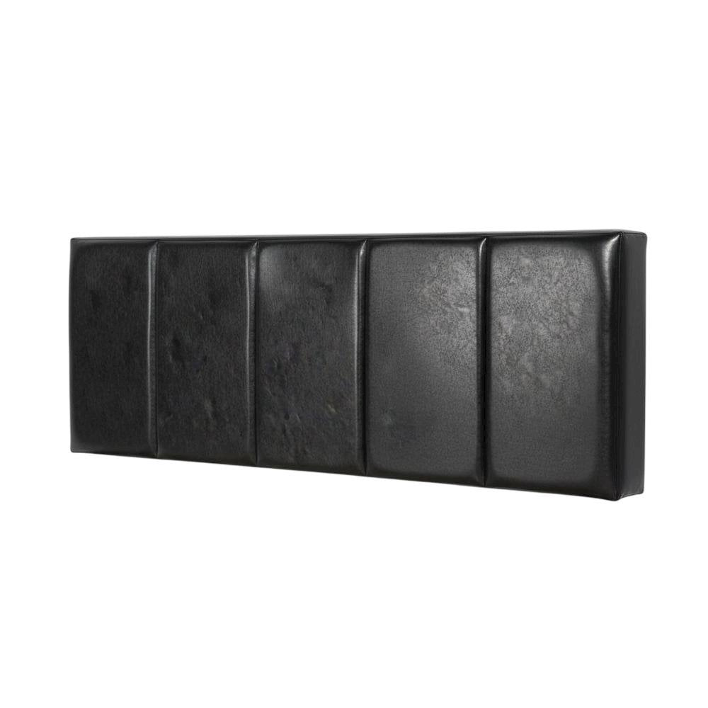 Black Upholstered Queen Headboard with Rubberwood Frame and Plush Padding
