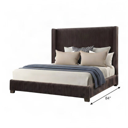Upholstered King Platform Bed Frame and Headboard, Rubberwood