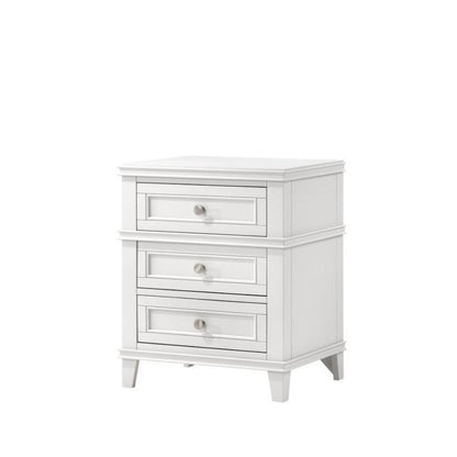 White Nightstand with 3 Drawers, 3 Tier Wood Organizer and USB Port