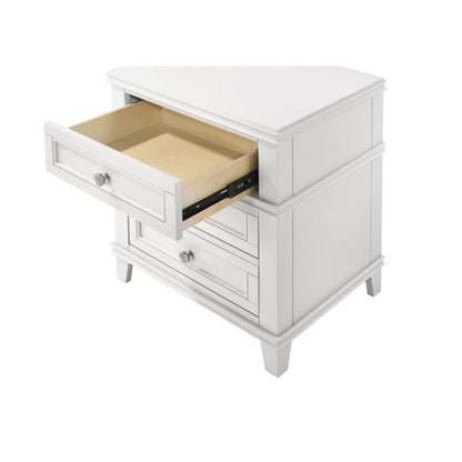 White Nightstand with 3 Drawers, 3 Tier Wood Organizer and USB Port