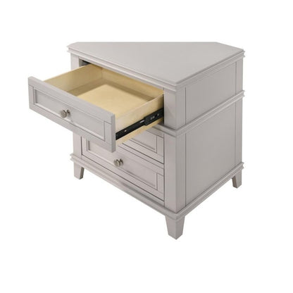 Gray Nightstand with Drawers, 3 Tier Wood Organizer and USB Port