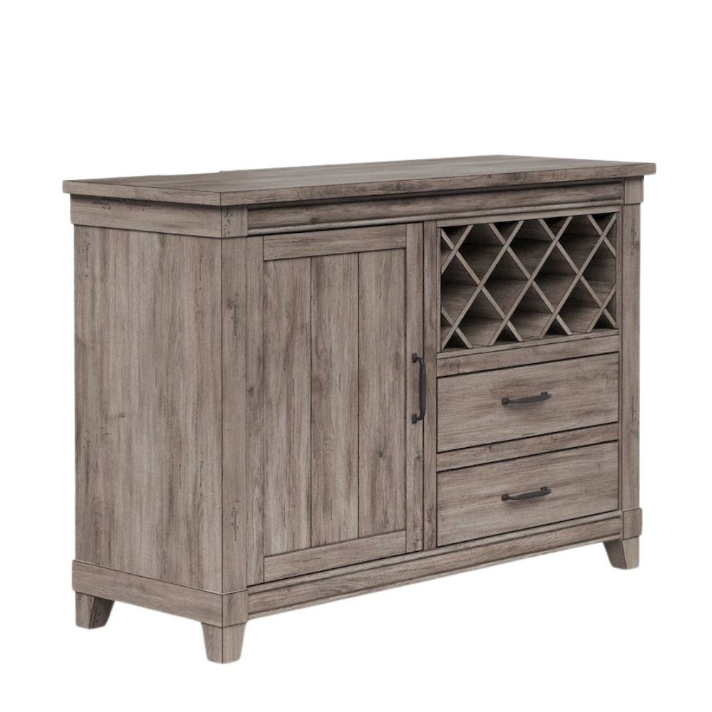 Gray Wine Cabinet with Doors – Rustic Bar Cabinet with Bottle Storage