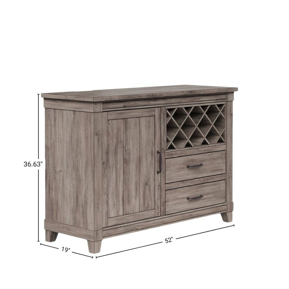 Gray Wine Cabinet with Doors – Rustic Bar Cabinet with Bottle Storage