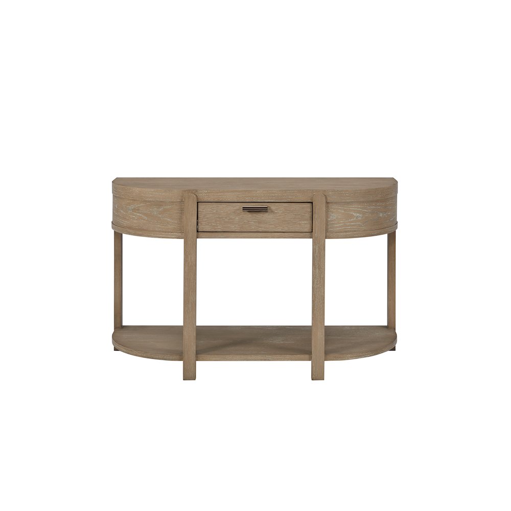 Transitional Elements Curved 1-Drawer Console Table - Toffee