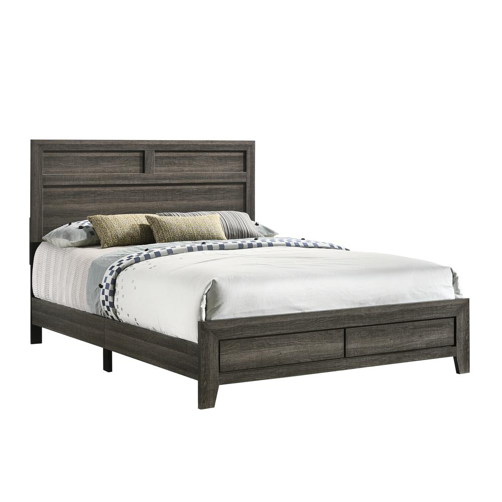 Issac Panel Bed-in-A-Box with USB in Gray Brown, Full