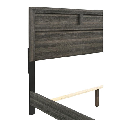 Issac Panel Bed-in-A-Box with USB in Gray Brown, Full