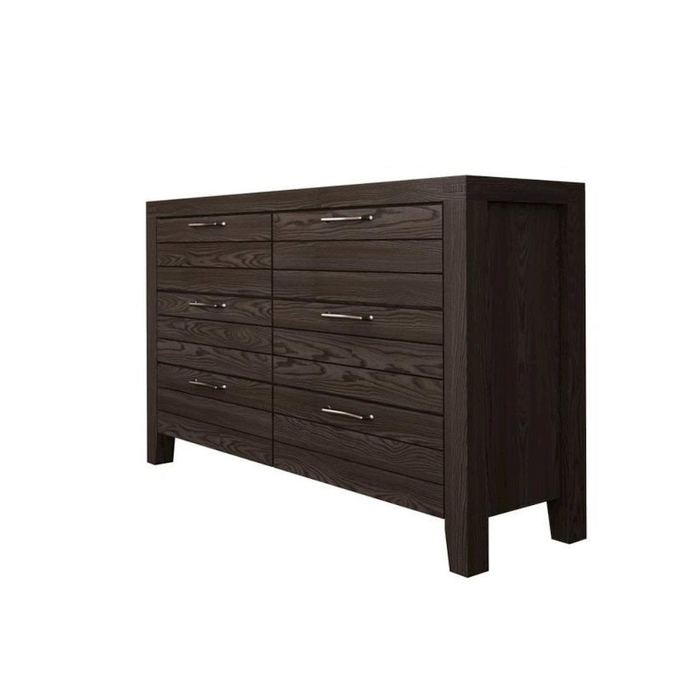 Brown Wood 6 Drawer Dresser – Solid Hardwood Dresser for Bedroom Storage
