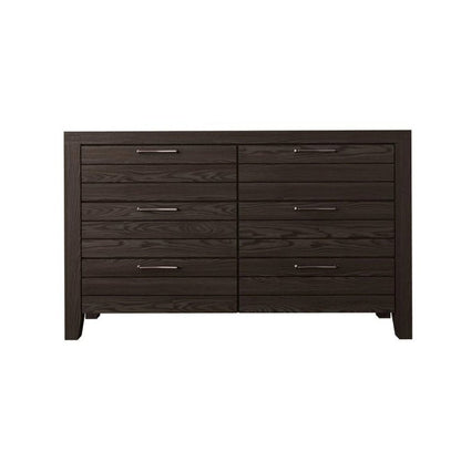 Brown Wood 6 Drawer Dresser – Solid Hardwood Dresser for Bedroom Storage