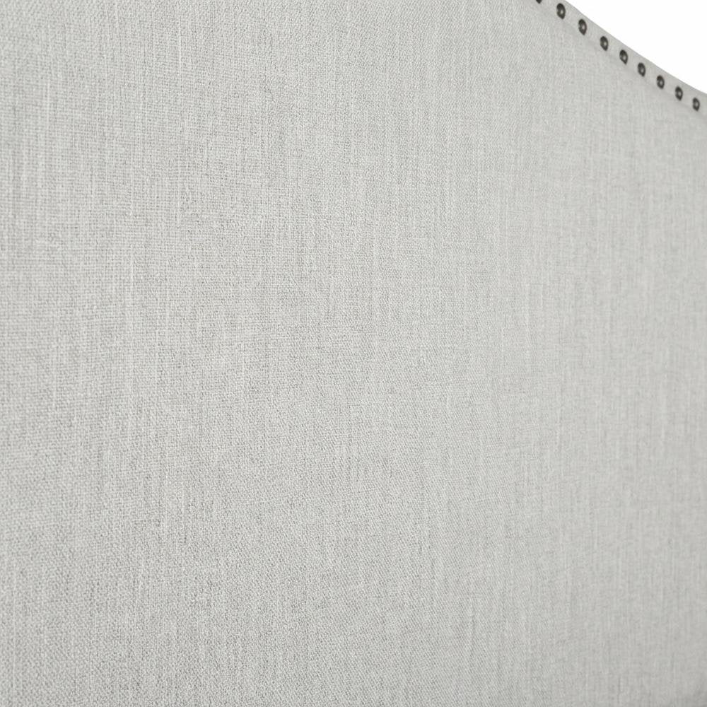 Off White Upholstered Queen Headboard, Solid Rubberwood Frame