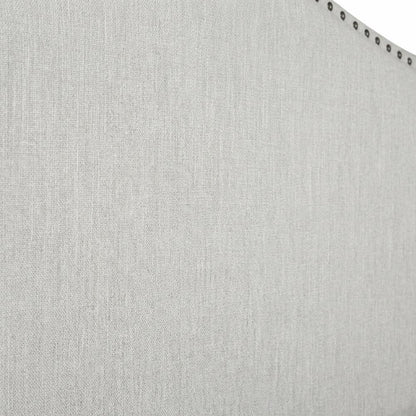 Off White Upholstered Queen Headboard, Solid Rubberwood Frame