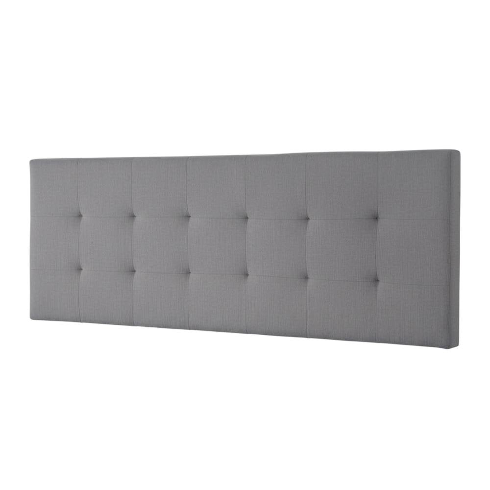 Gray Upholstered King Headboard with Rubberwood Frame and Stylish Design