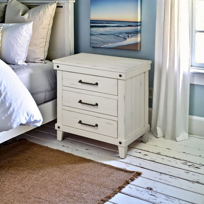 White Nightstand with 3 Drawers, 3 Tier Storage Organizer Cabinet