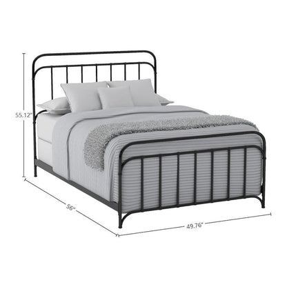 Rustic Black Metal Bed Frame with Full Size Headboard and Footboard