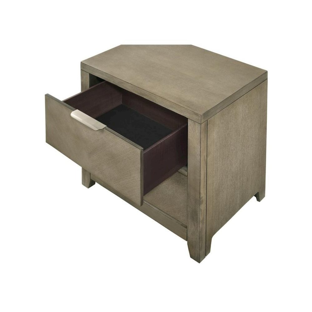 Brown Two Drawer Nightstand – Traditional Wood Nightstand with USB Ports