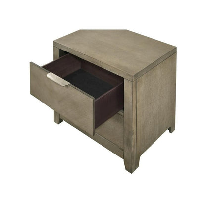 Brown Two Drawer Nightstand – Traditional Wood Nightstand with USB Ports