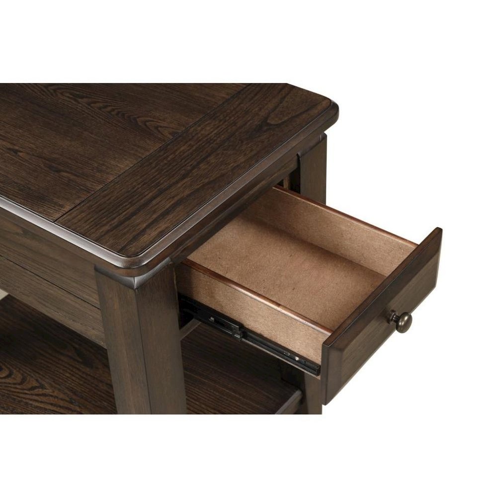 Mahogany Side Table with 1 Drawer – Wooden Table for Bedroom or Living Room